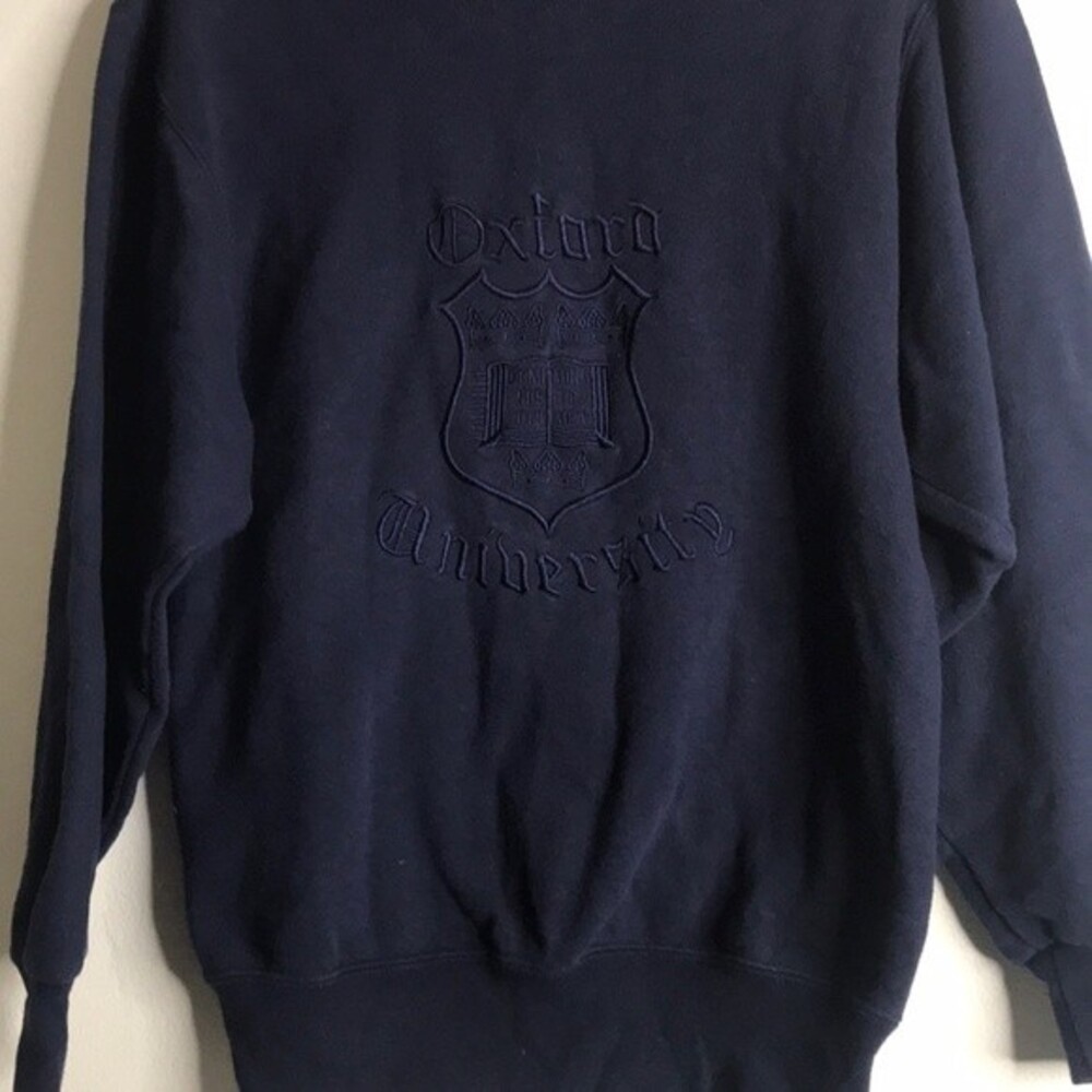 Vintage Oxford university navy blue pullover sweater unisex size small - Picture 3 of 11